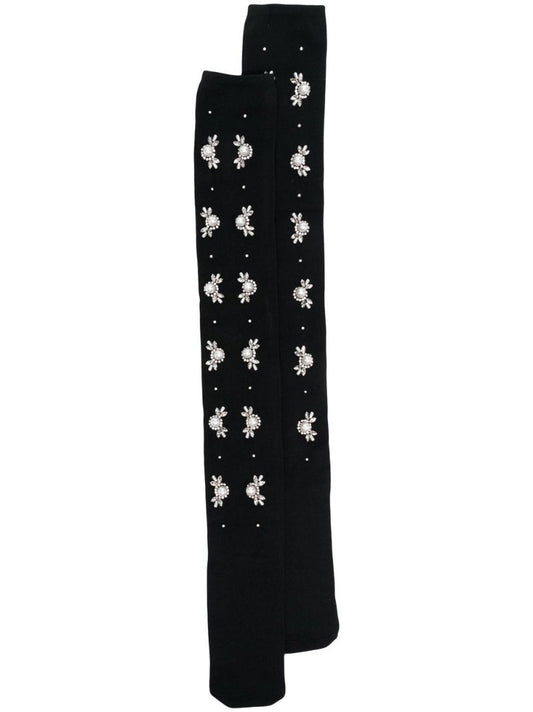 Black Turbo Embellished Over-the-knee Socks