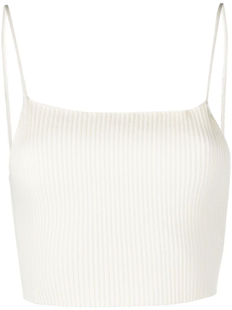 White Rib Knit Cropped Vest