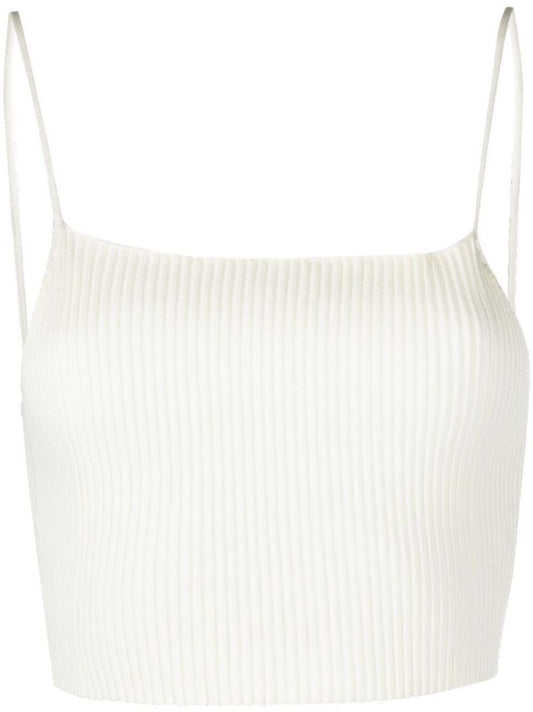 White Rib Knit Cropped Vest