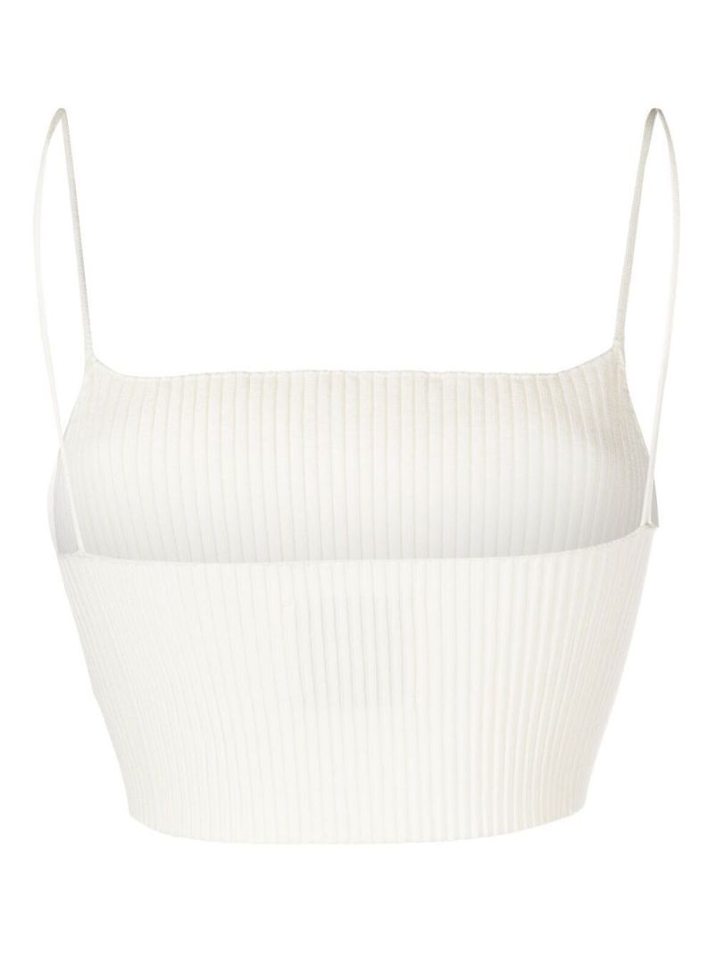White Rib Knit Cropped Vest