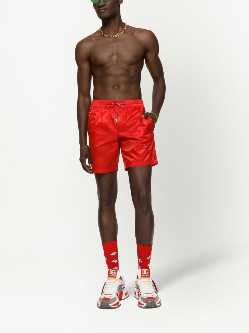 Red Logo Print Swim Shorts