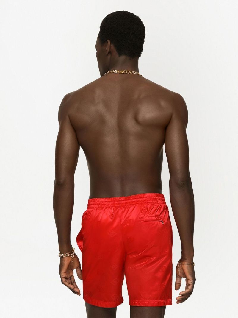 Red Logo Print Swim Shorts