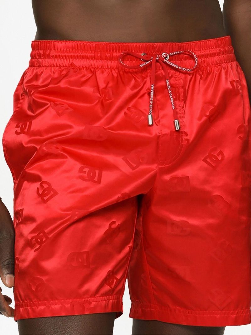 Red Logo Print Swim Shorts