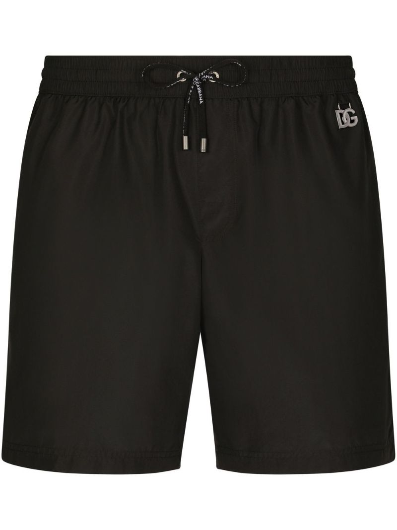 Black Dg Plaque Swim Shorts