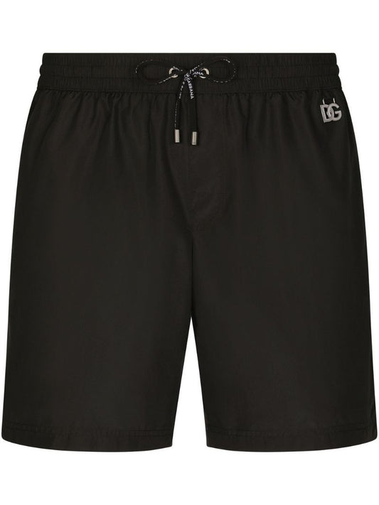 Black Dg Plaque Swim Shorts