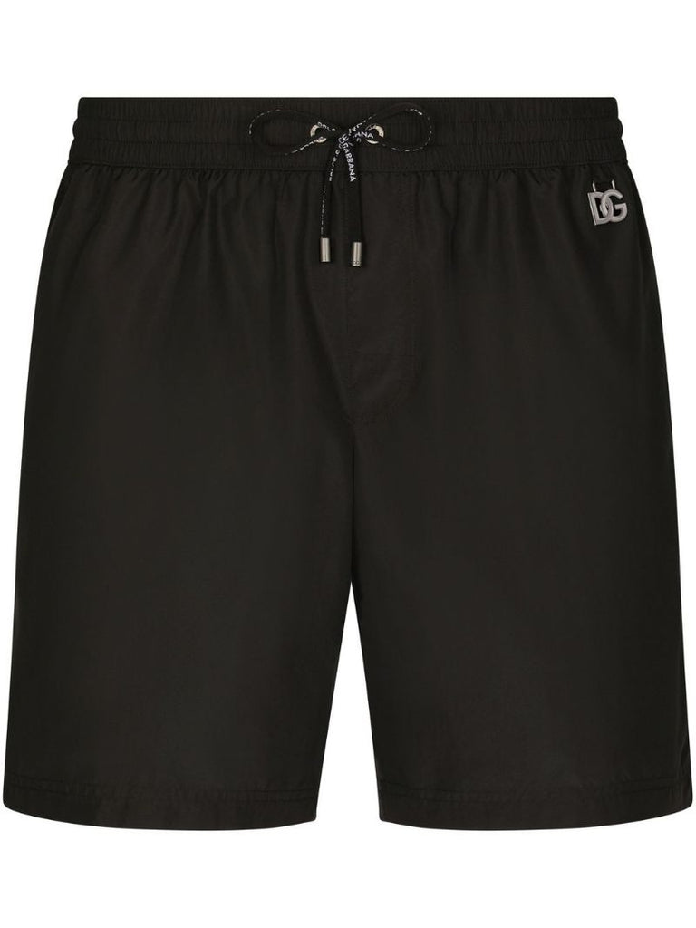 Black Dg Plaque Swim Shorts