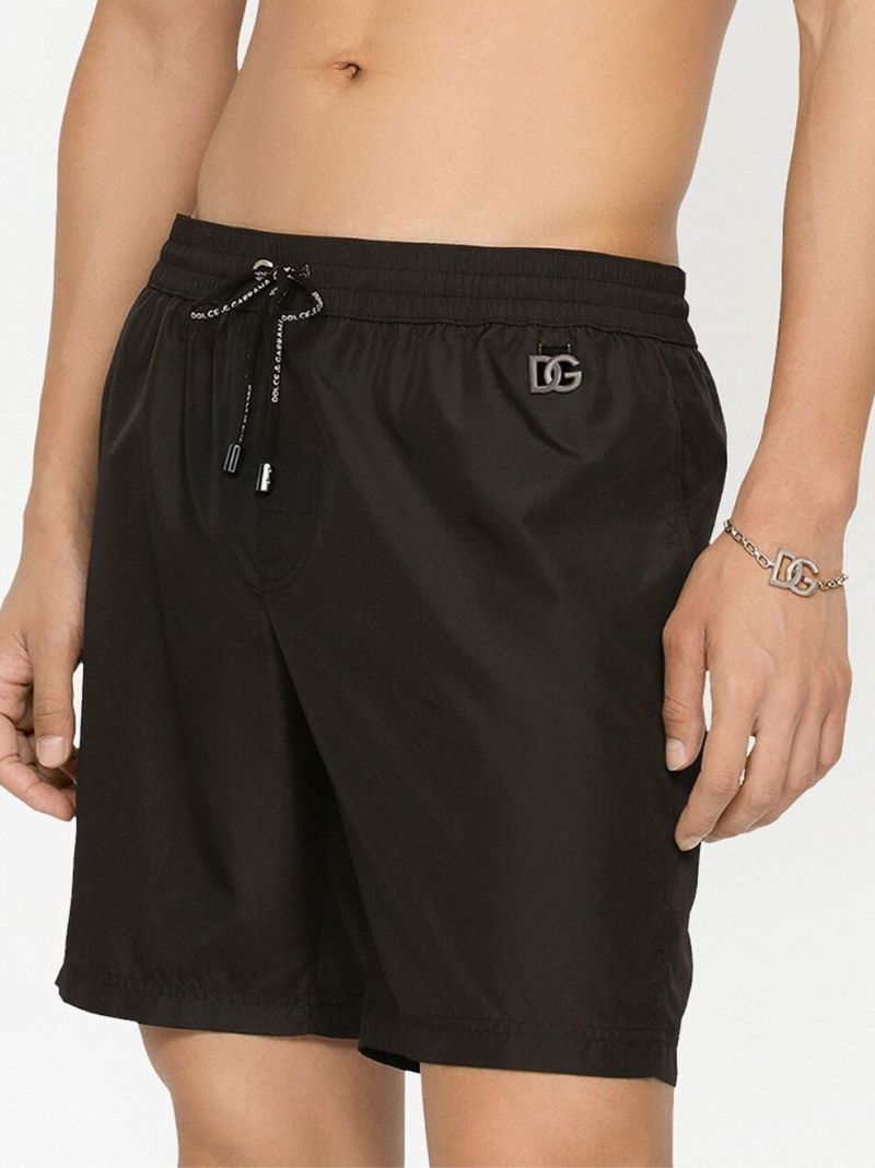 Black Dg Plaque Swim Shorts