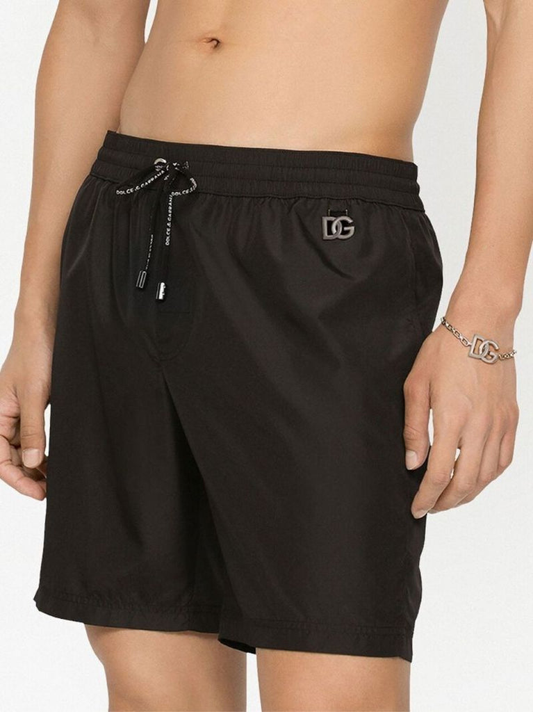 Black Dg Plaque Swim Shorts