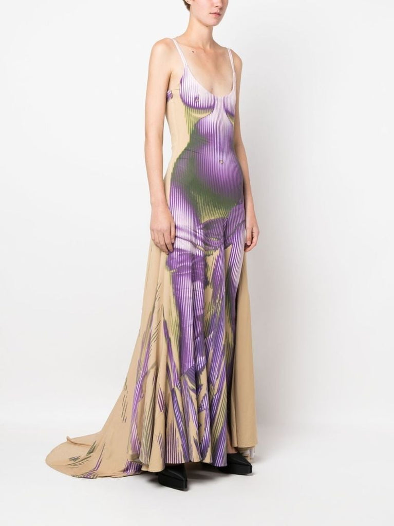 Purple Graphic-print Maxi Gown