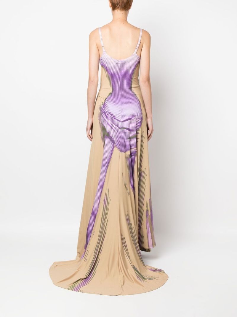 Purple Graphic-print Maxi Gown