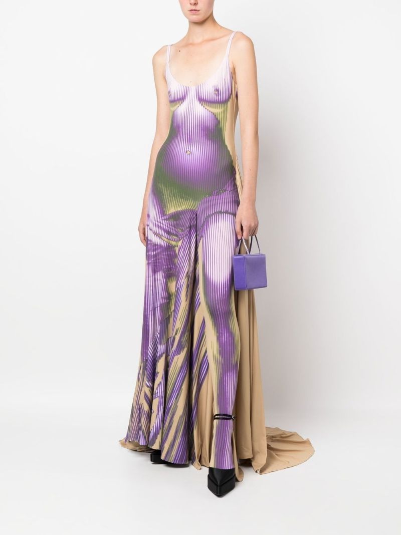 Purple Graphic-print Maxi Gown