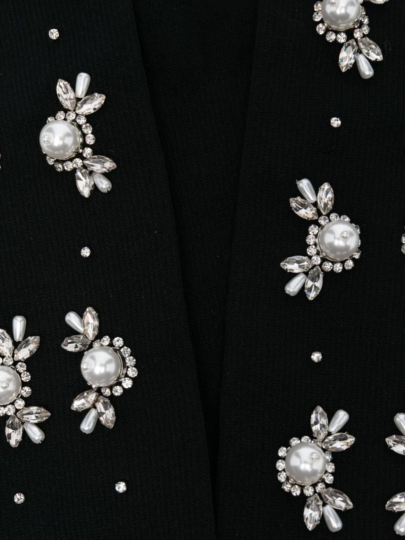 Black Crystal Embellished Elbow Gloves