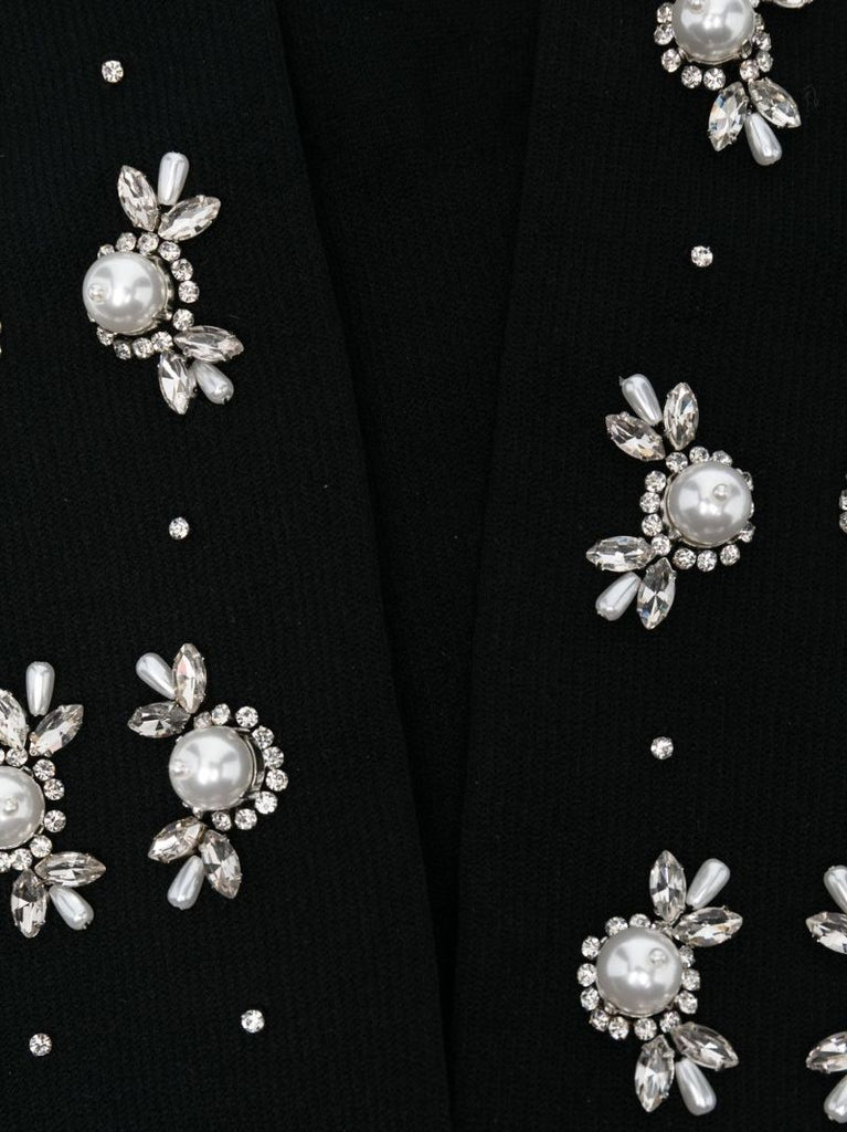 Black Crystal Embellished Elbow Gloves