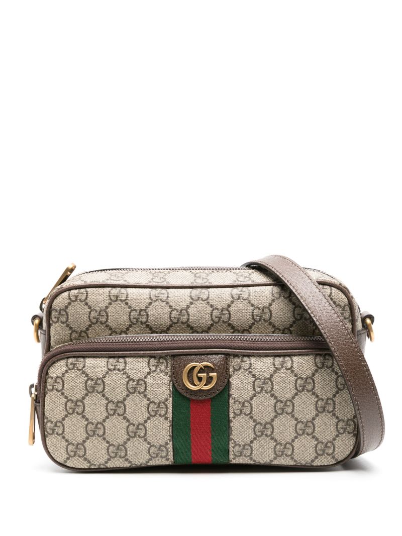 Neutral Ophidia Gg Canvas Shoulder Bag