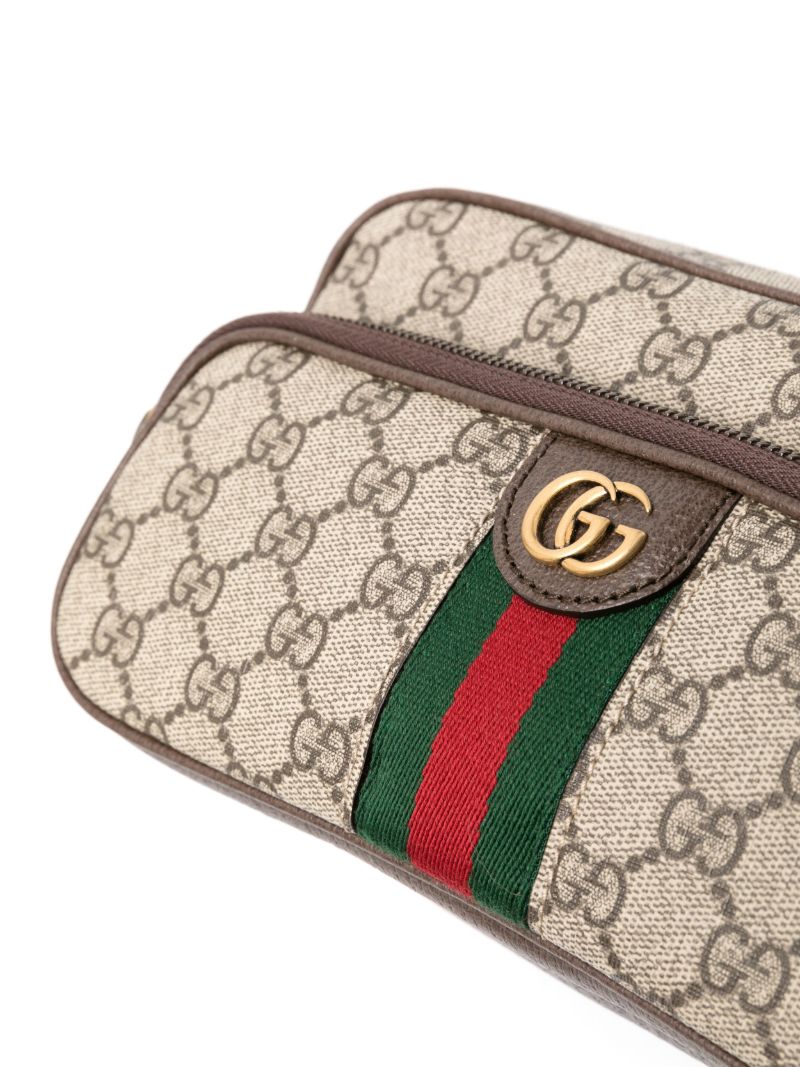 Neutral Ophidia Gg Canvas Shoulder Bag