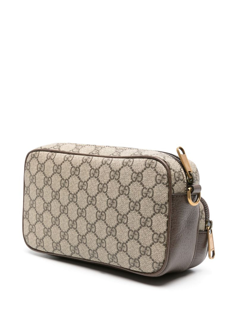 Neutral Ophidia Gg Canvas Shoulder Bag