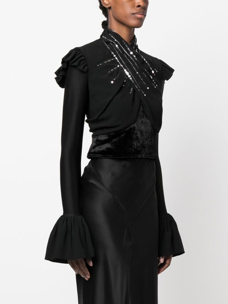 Black Sequin-embellished Blouse