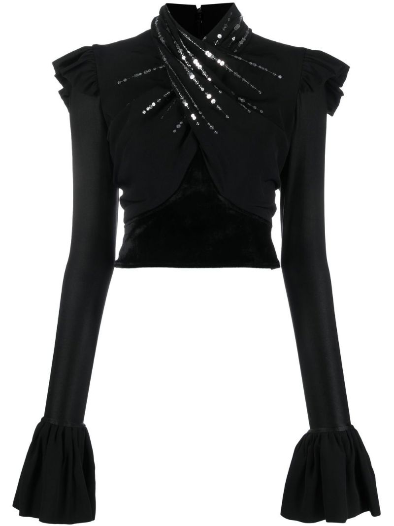 Black Sequin-embellished Blouse