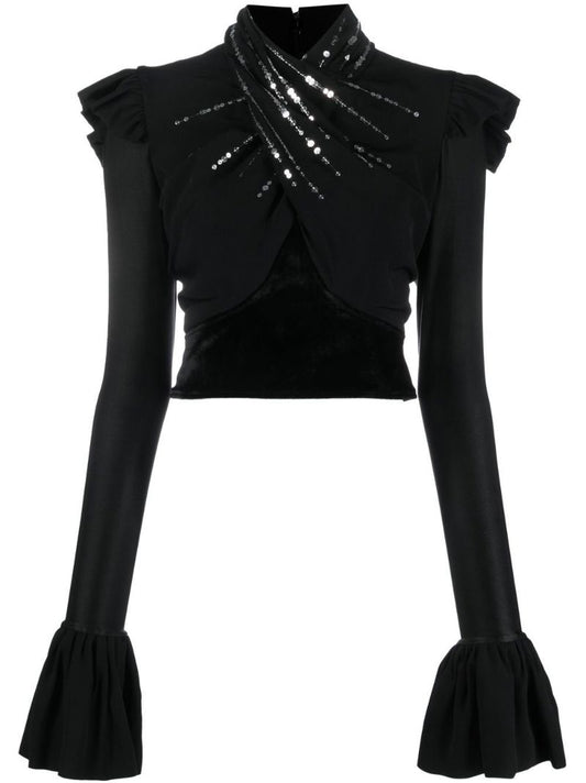 Black Sequin-embellished Blouse