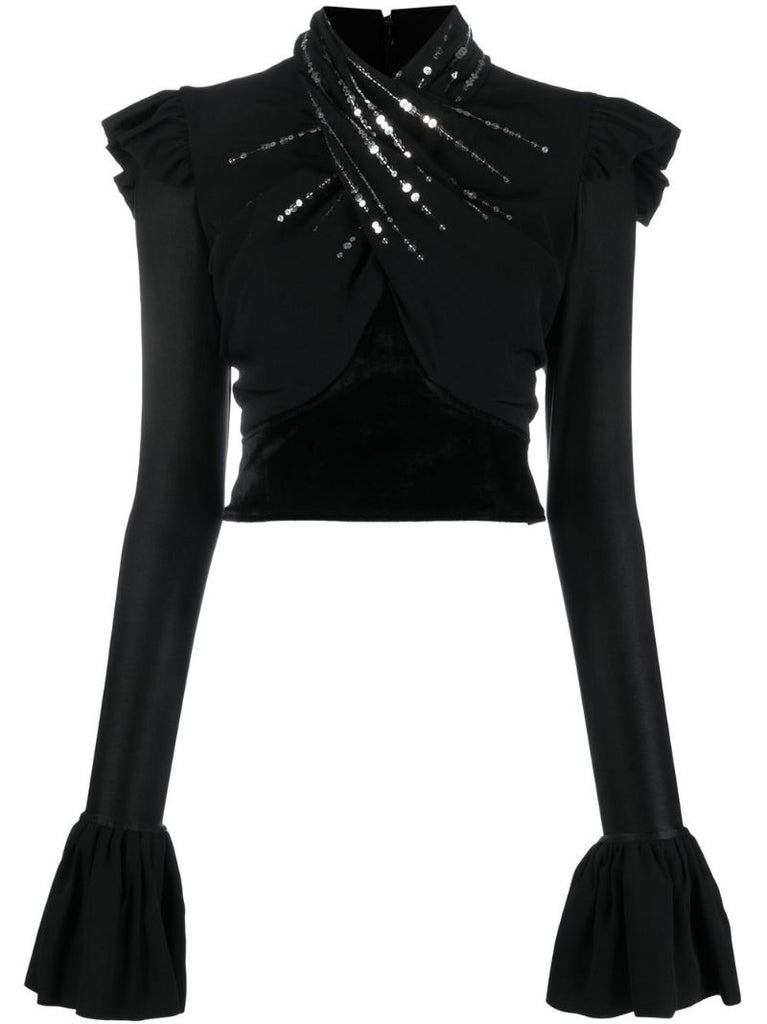Black Sequin-embellished Blouse