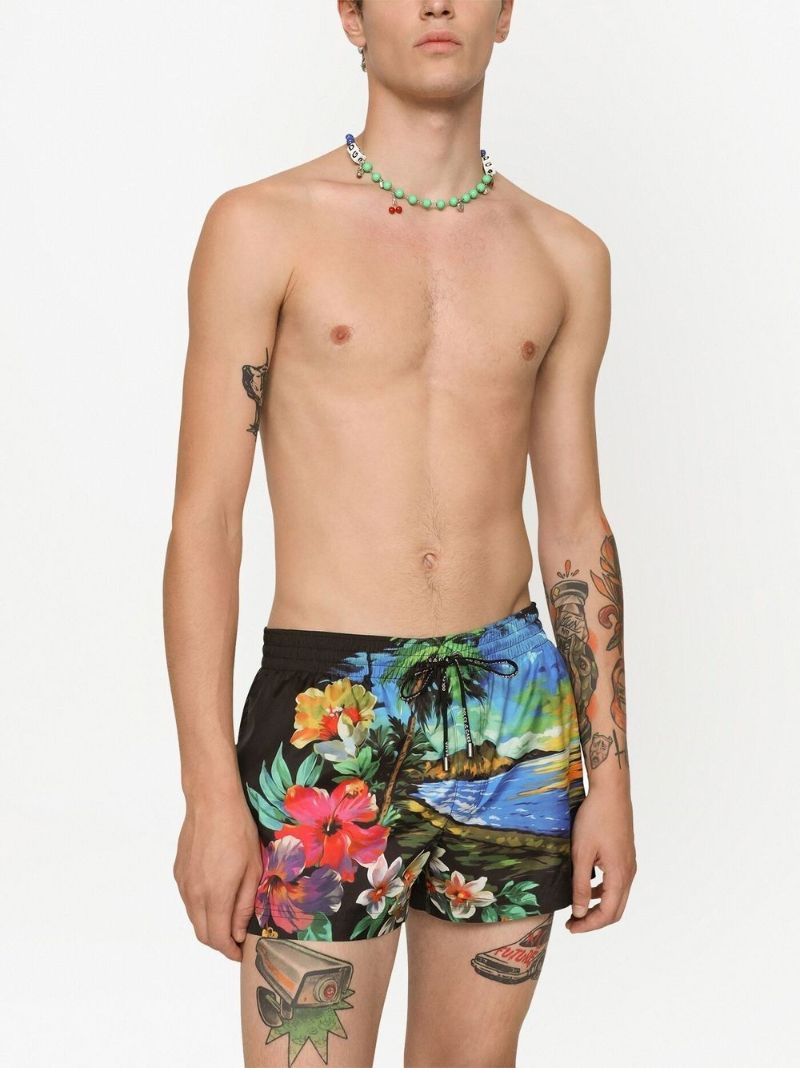 Multicolour Hawaiian Print Swim Shorts