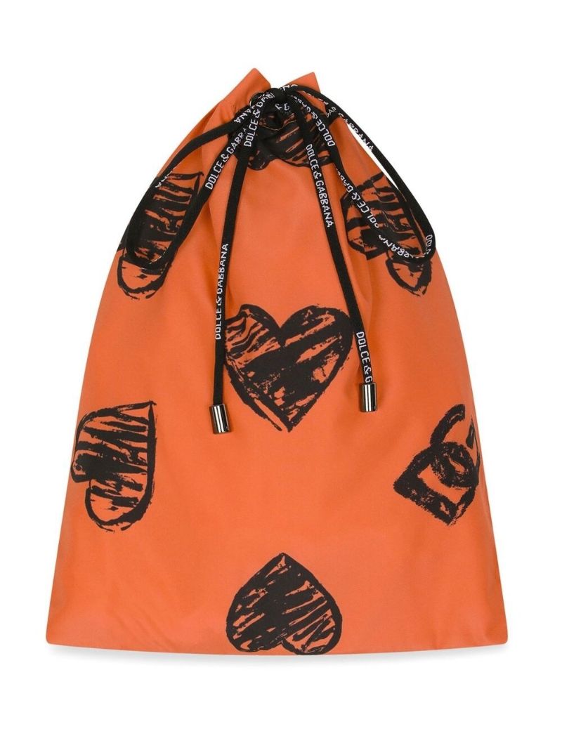 Orange Heart Print Swim Shorts