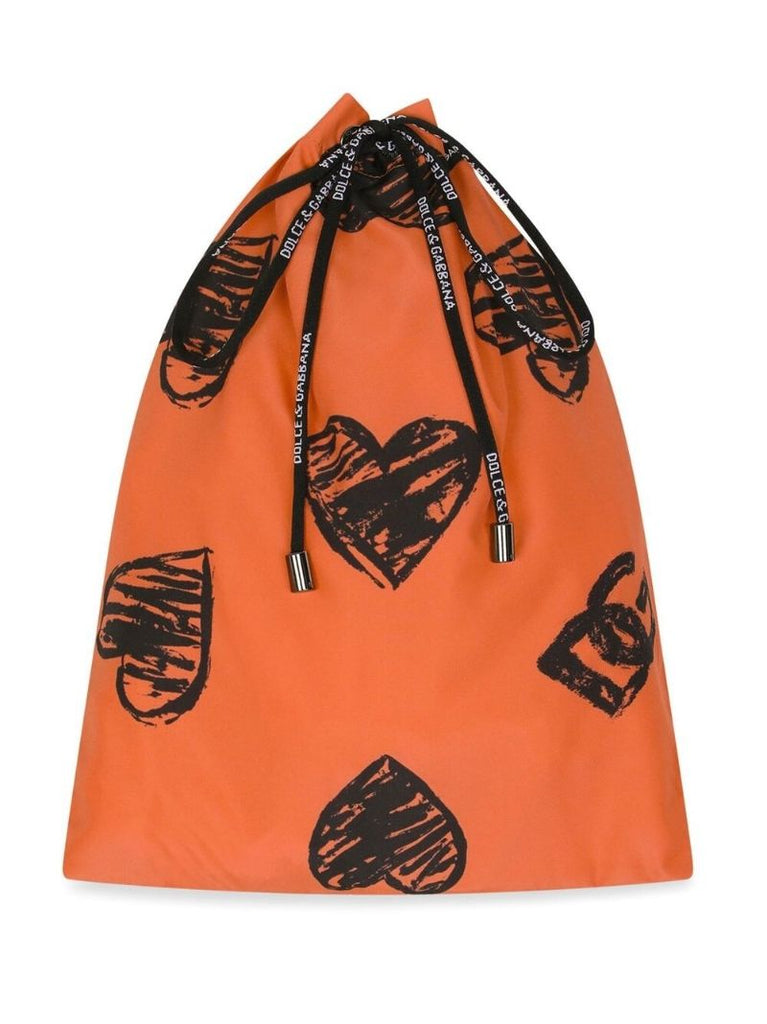 Orange Heart Print Swim Shorts