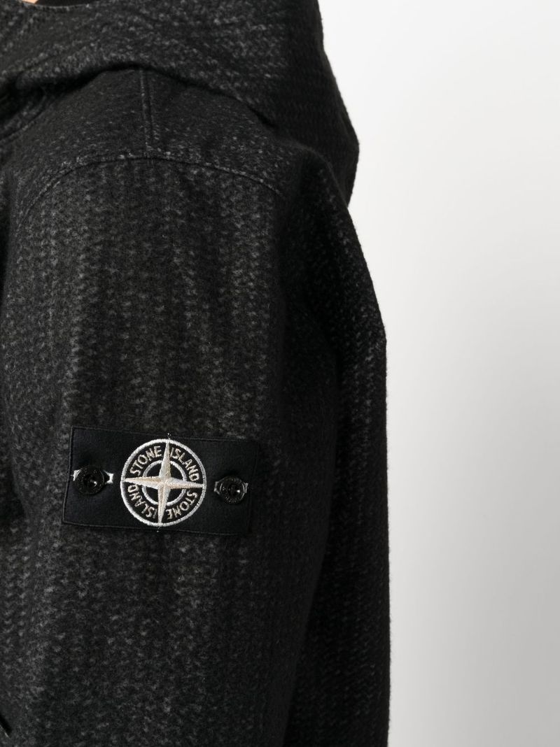 Black Needle-punched Hooded Jacket