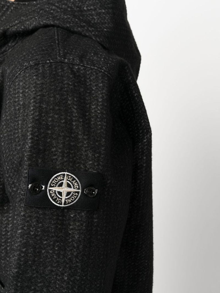 Black Needle-punched Hooded Jacket