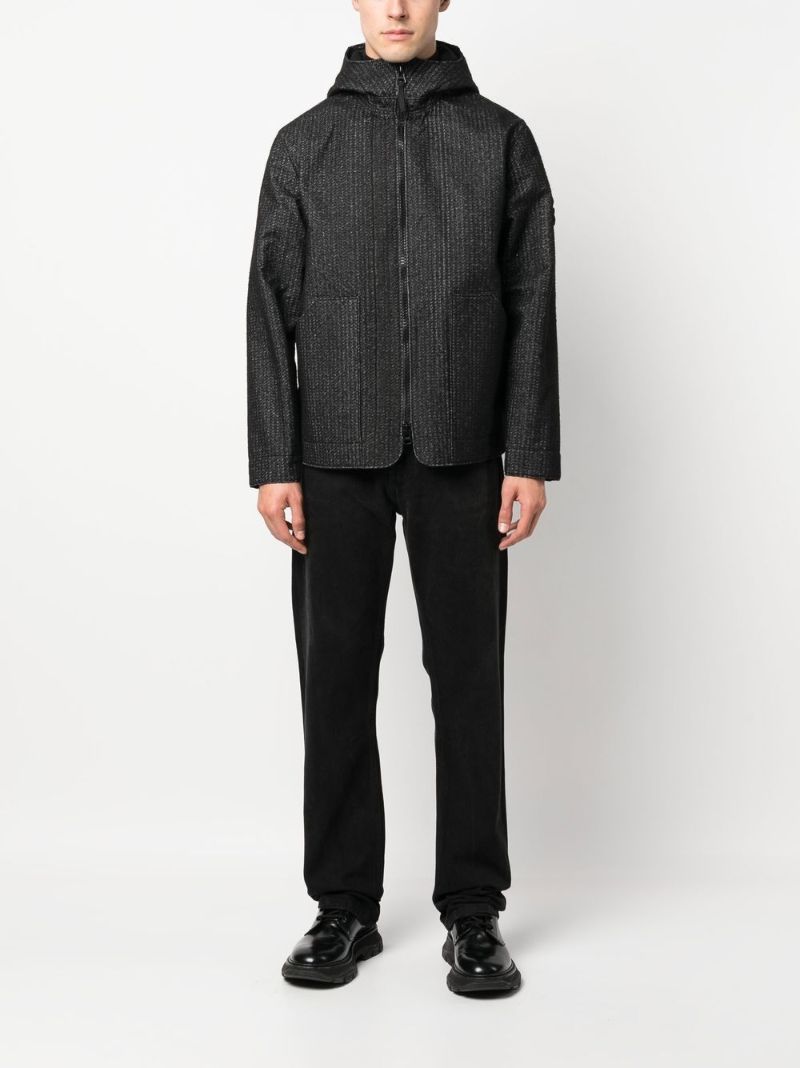 Black Needle-punched Hooded Jacket
