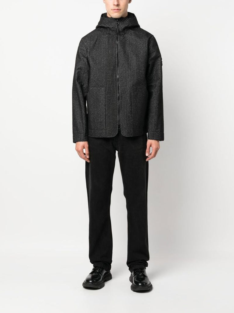 Black Needle-punched Hooded Jacket