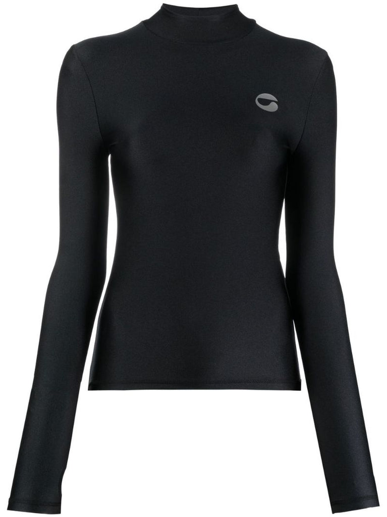 Black Logo-print Mock-neck Top