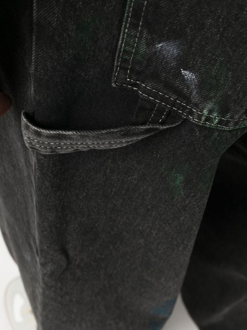 Black Distressed Straight-leg Jeans