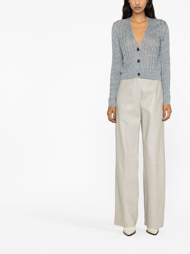 Blue Cable-knit Linen Cardigan
