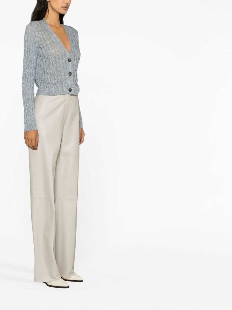 Blue Cable-knit Linen Cardigan