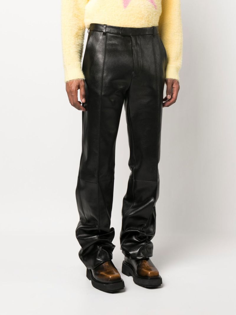 Black Straight Leg Leather Trousers