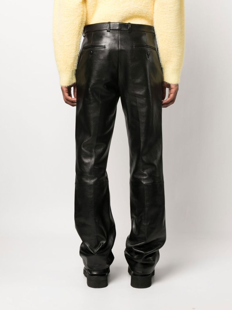 Black Straight Leg Leather Trousers