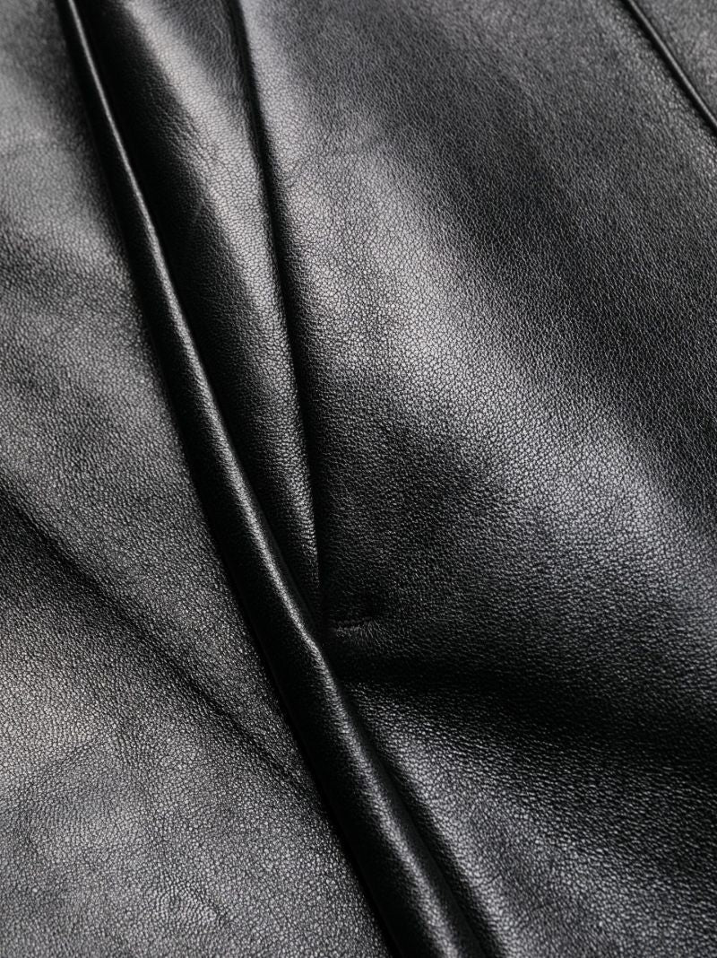 Black Straight Leg Leather Trousers