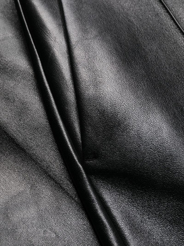 Black Straight Leg Leather Trousers