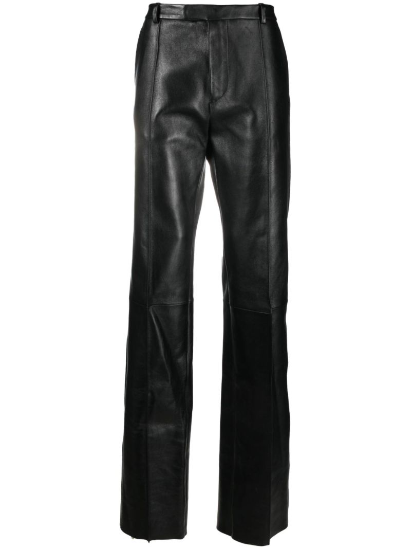 Black Straight Leg Leather Trousers
