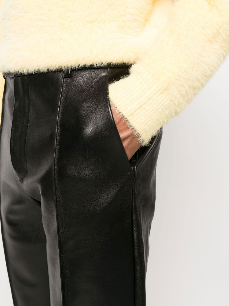 Black Straight Leg Leather Trousers