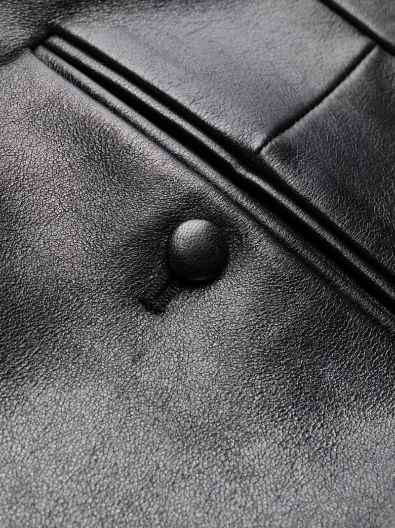 Black Straight Leg Leather Trousers