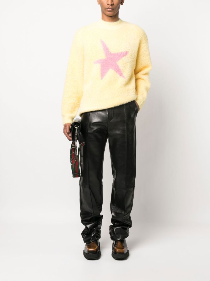 Black Straight Leg Leather Trousers