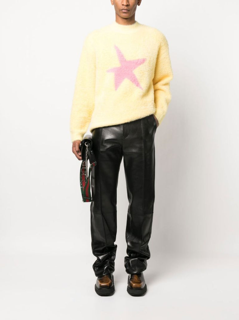 Black Straight Leg Leather Trousers