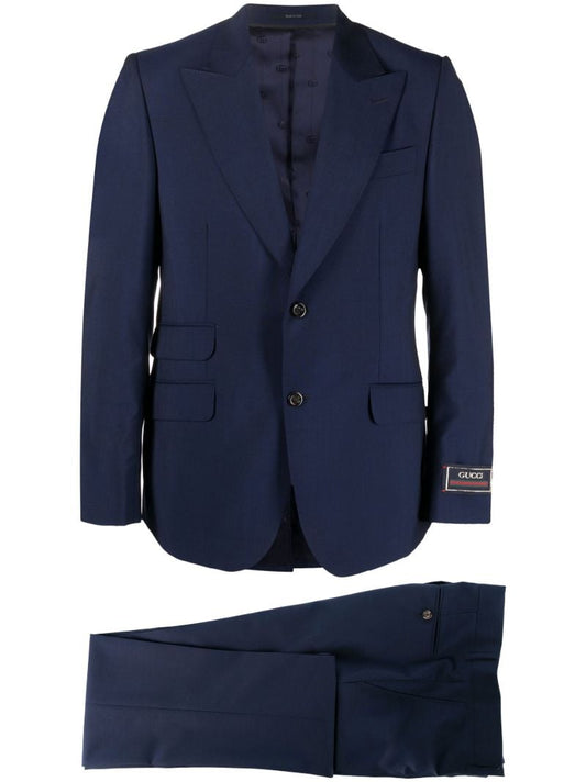 Blue Single-breasted Wool Suit