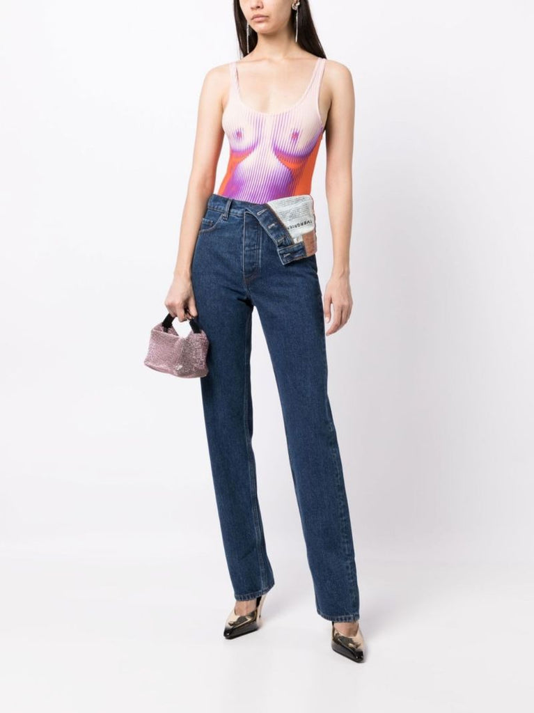 Blue Classic Asymmetric Waist Jeans