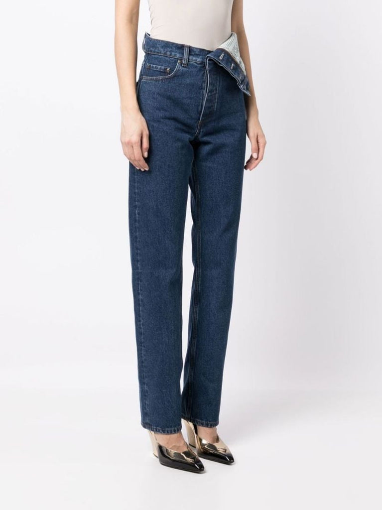 Blue Classic Asymmetric Waist Jeans