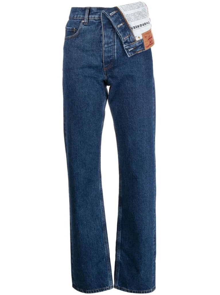 Blue Classic Asymmetric Waist Jeans