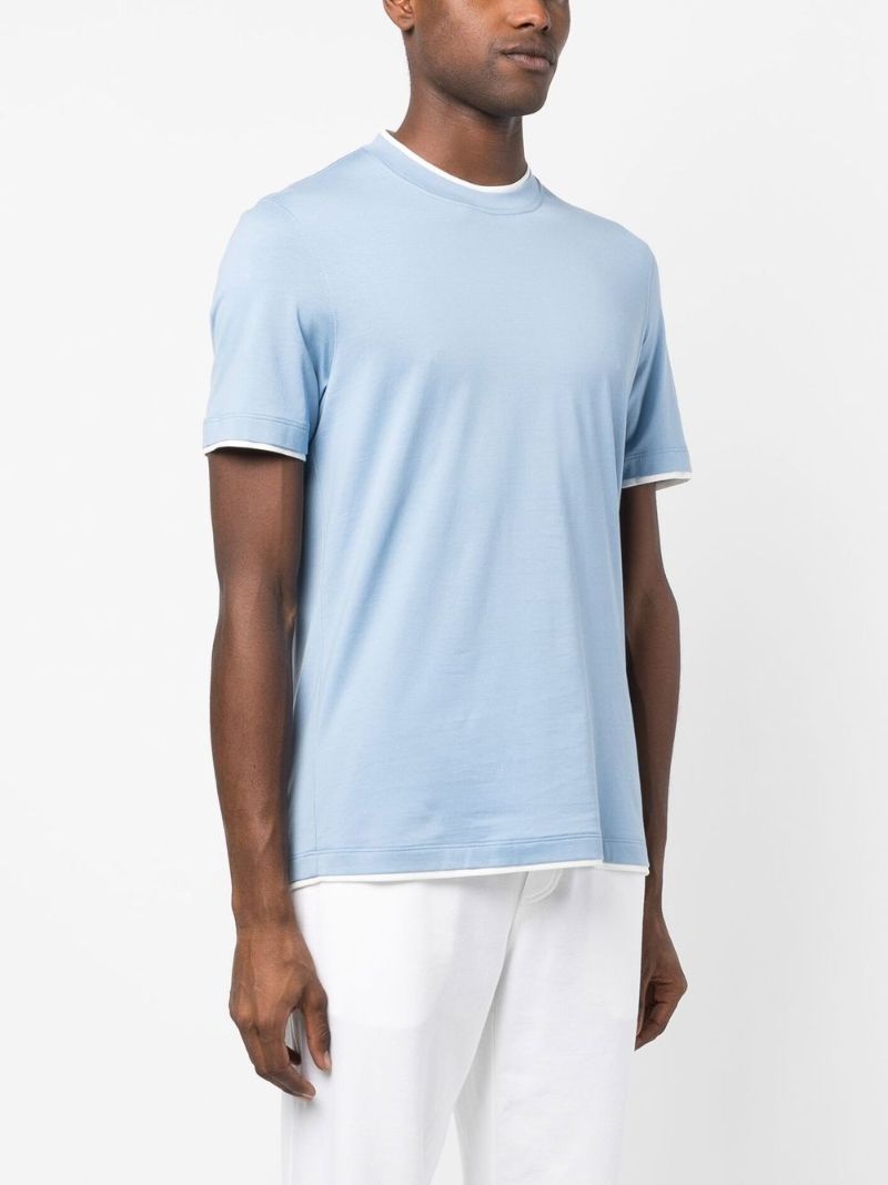 Blue Crew Neck Cotton T-shirt
