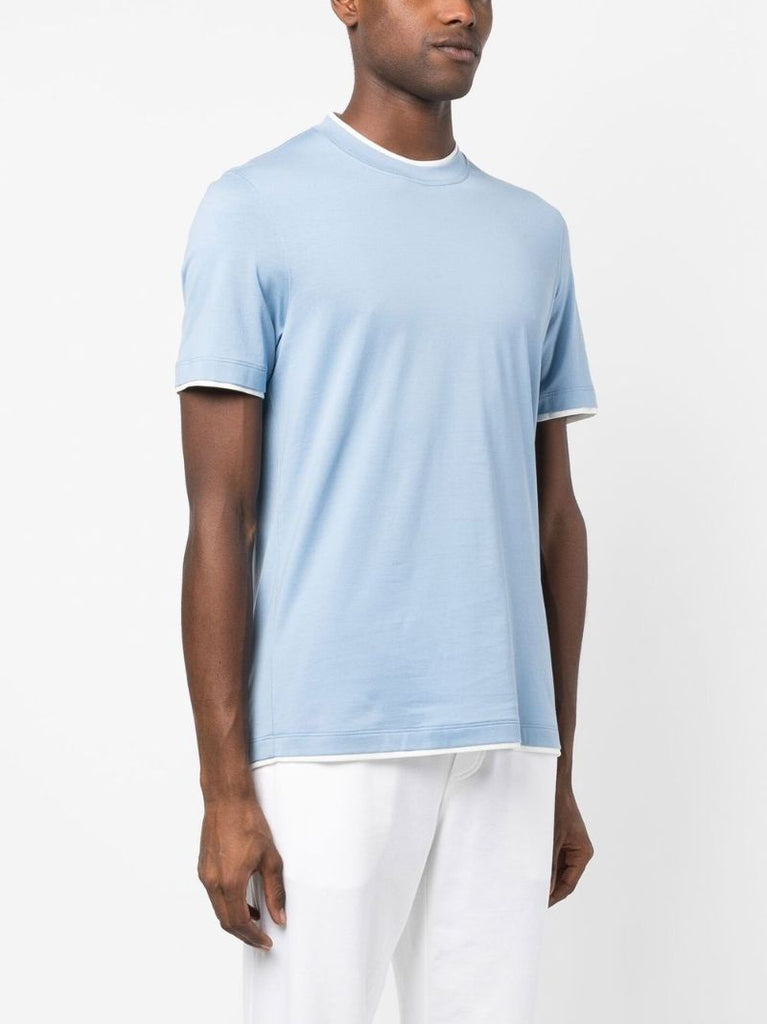 Blue Crew Neck Cotton T-shirt